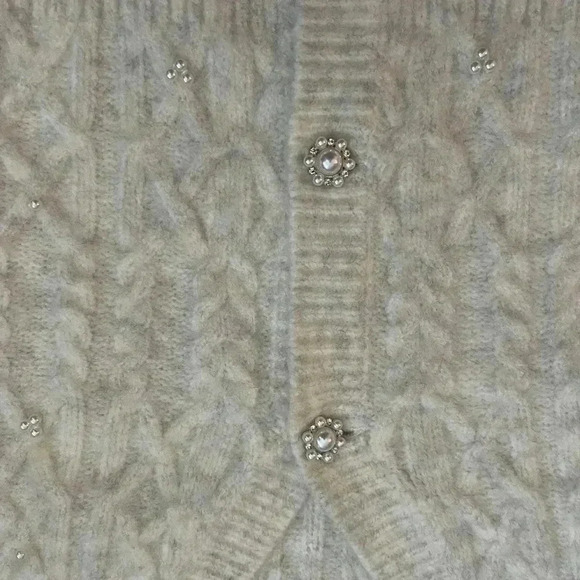 KUT from the Kloth Petra Pearl Button Cropped Cardigan Women’s Medium Classic Ch - Picture 11 of 13